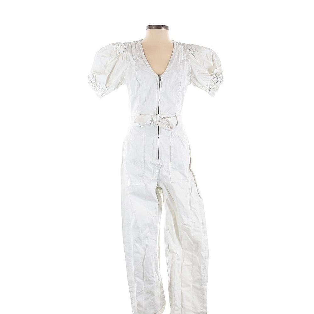 White Puff Sleeve Jumpsuit